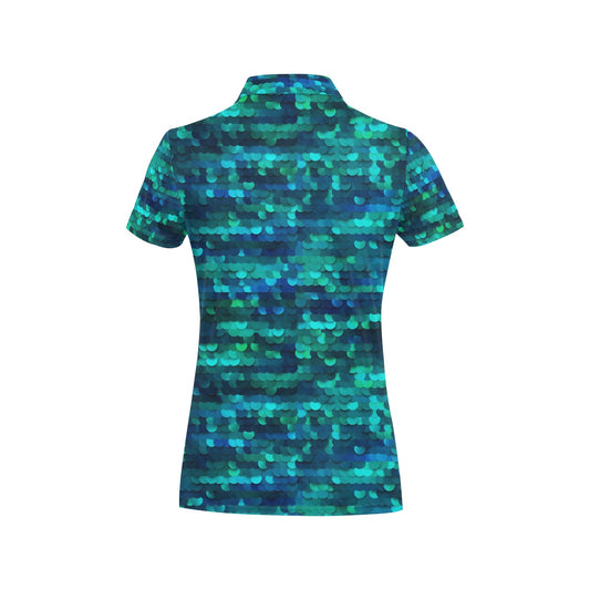 Mermaid Scales Pattern Print Design 06 Women's Polo Shirt