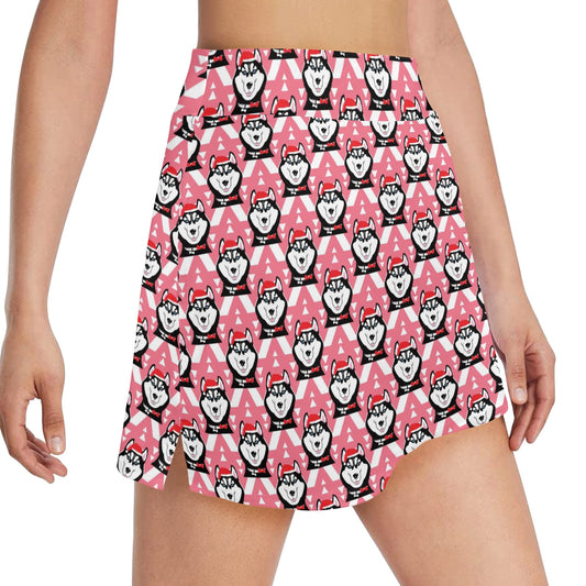 Siberian Huskies Christmas Themed Print Design LKS302 17" Golf & Pickleball Skort with Pockets