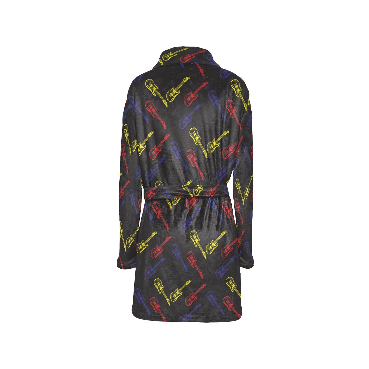 Electric Guitar Pattern Print Design 03 Women's Fleece Robe