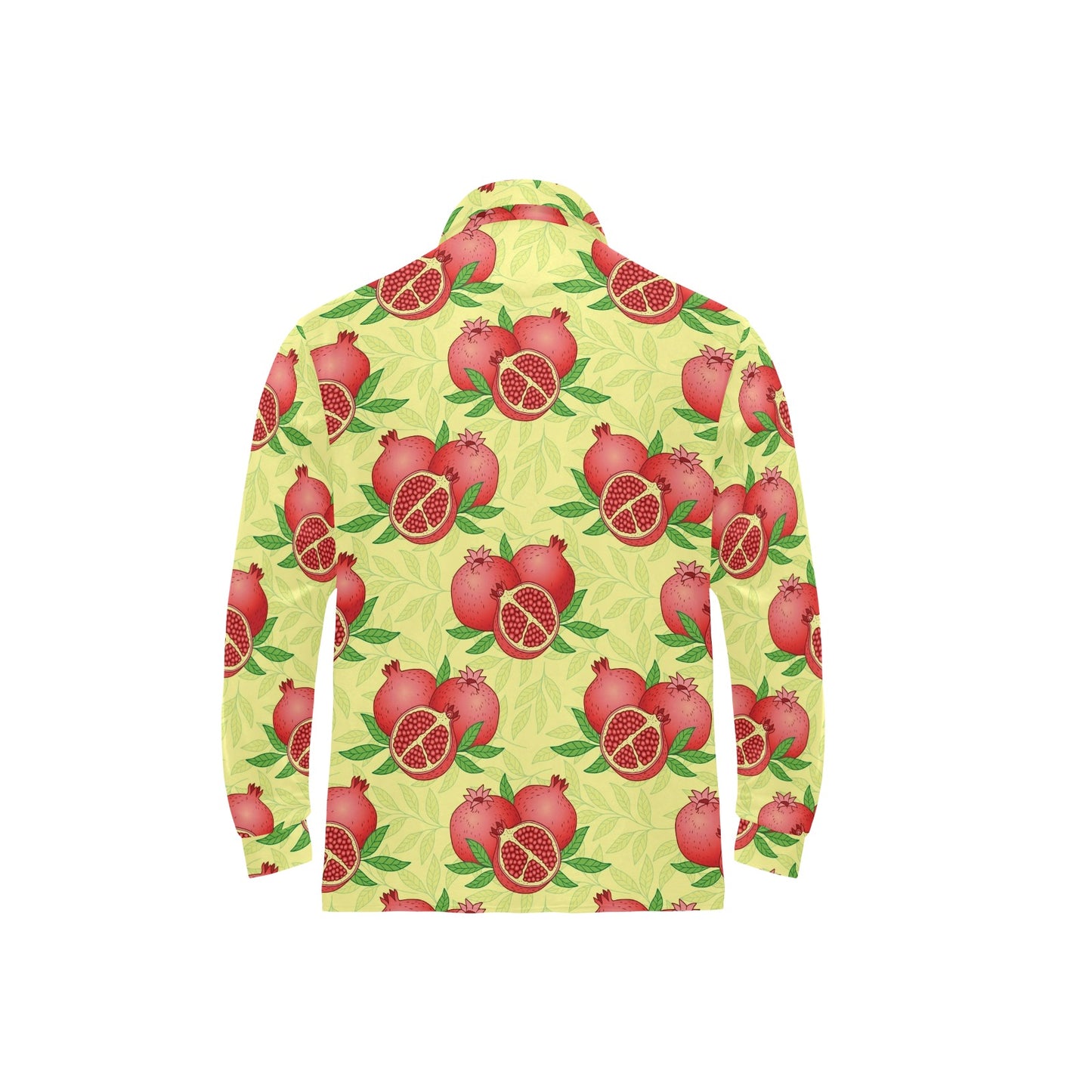 Pomegranate Pattern Print Design PG07 Long Sleeve Polo Shirt For Men's