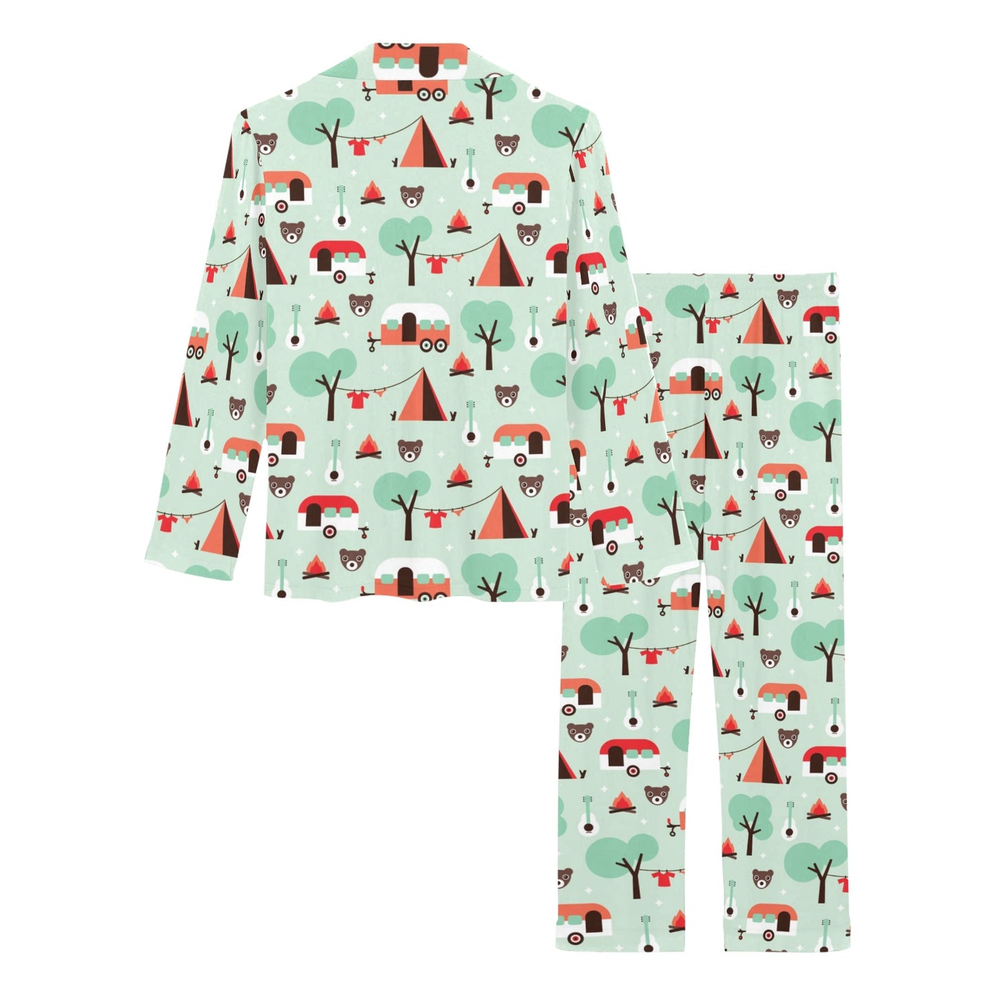Camper Tent Pattern Print Design 01 Women's Long Pajama Set