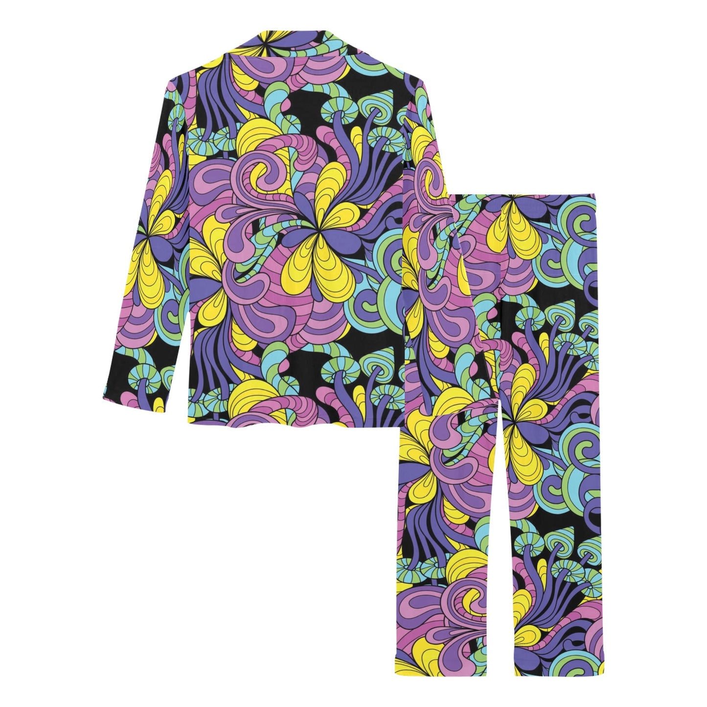 Psychedelic Pattern Print Design A04 Women's Long Pajama Set