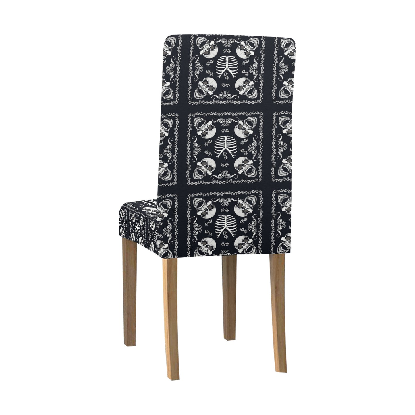 Bandana Skull Black White Print Design LKS306 Dining Chair Slipcover