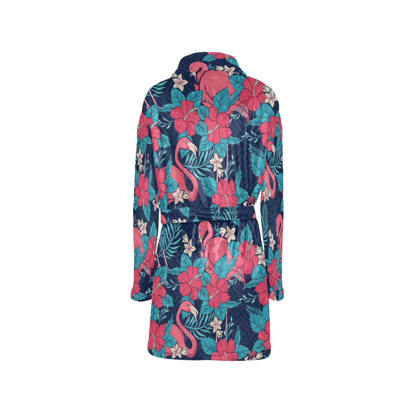 Flamingo Red Hibiscus Pattern Women's Fleece Robe