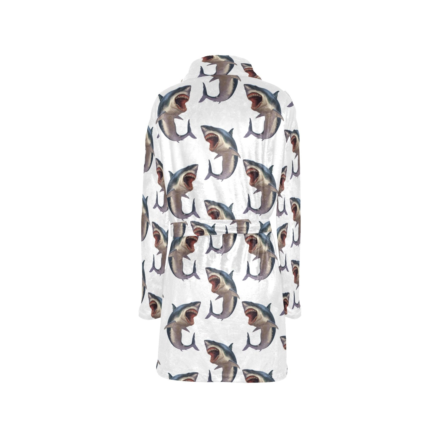 Great White Shark Pattern Print Design 03 Women's Fleece Robe
