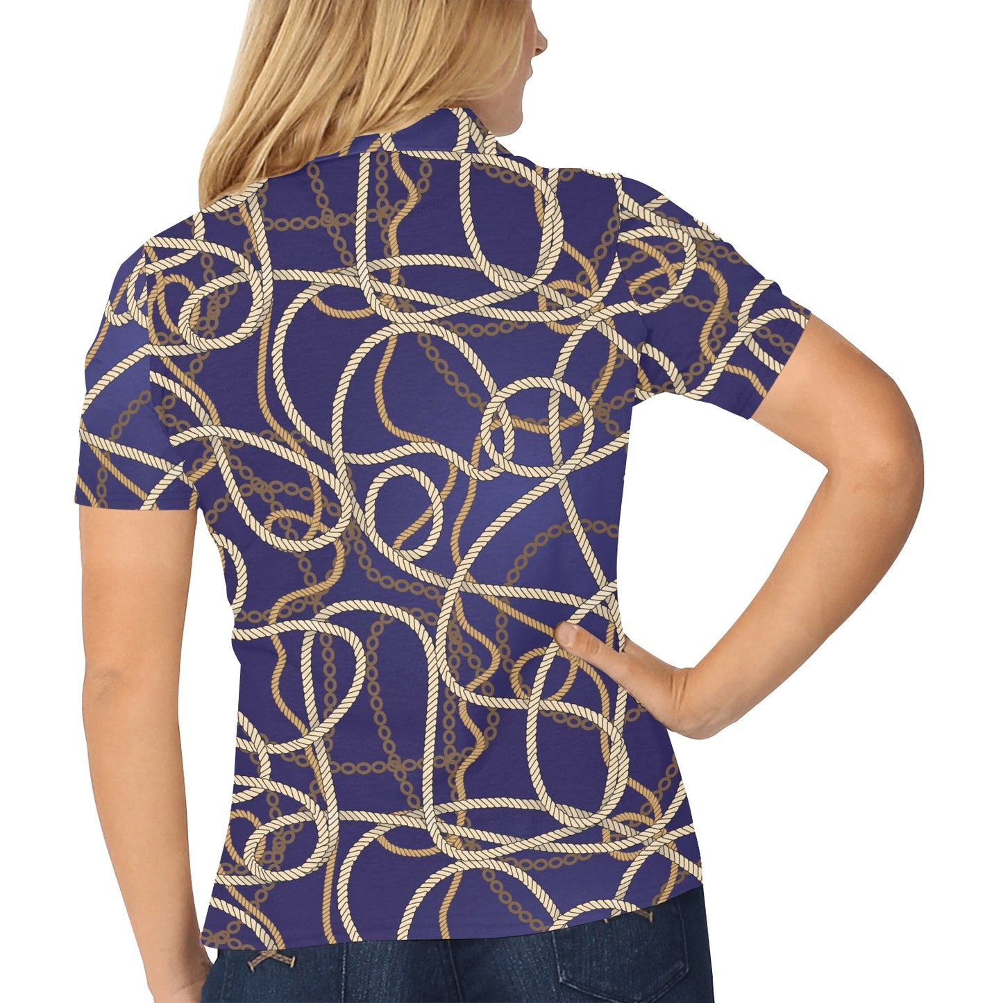 Rope Pattern Print Design A01 Women's Polo Shirt
