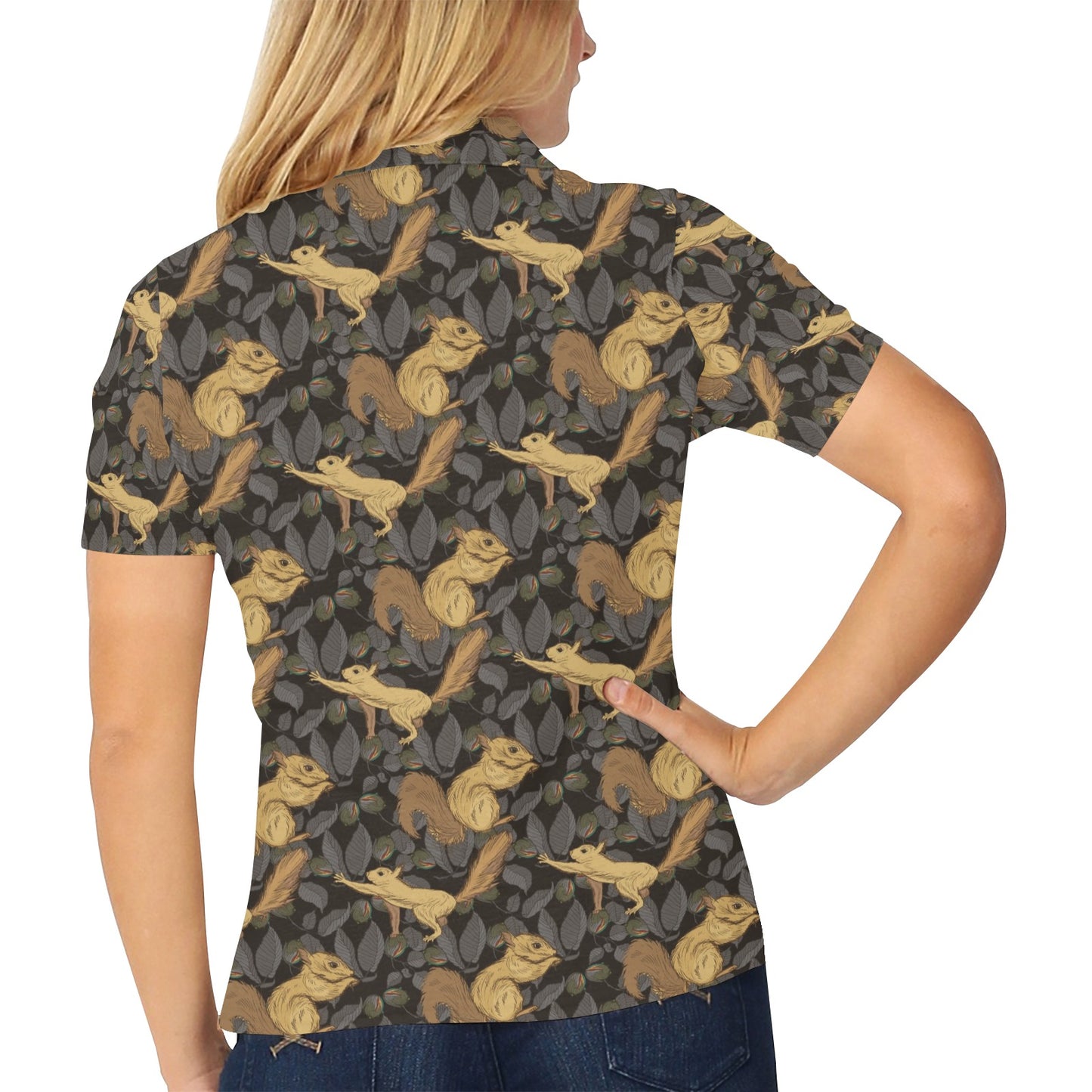 Squirrel Print Design LKS309 Women's Polo Shirt