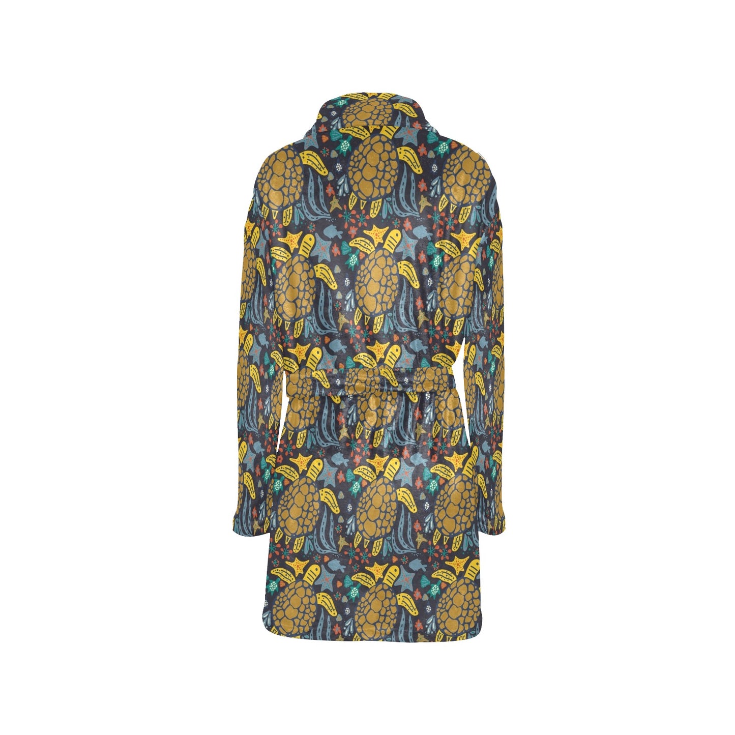 Sea Turtle Pattern Print Design T03 Women's Fleece Robe