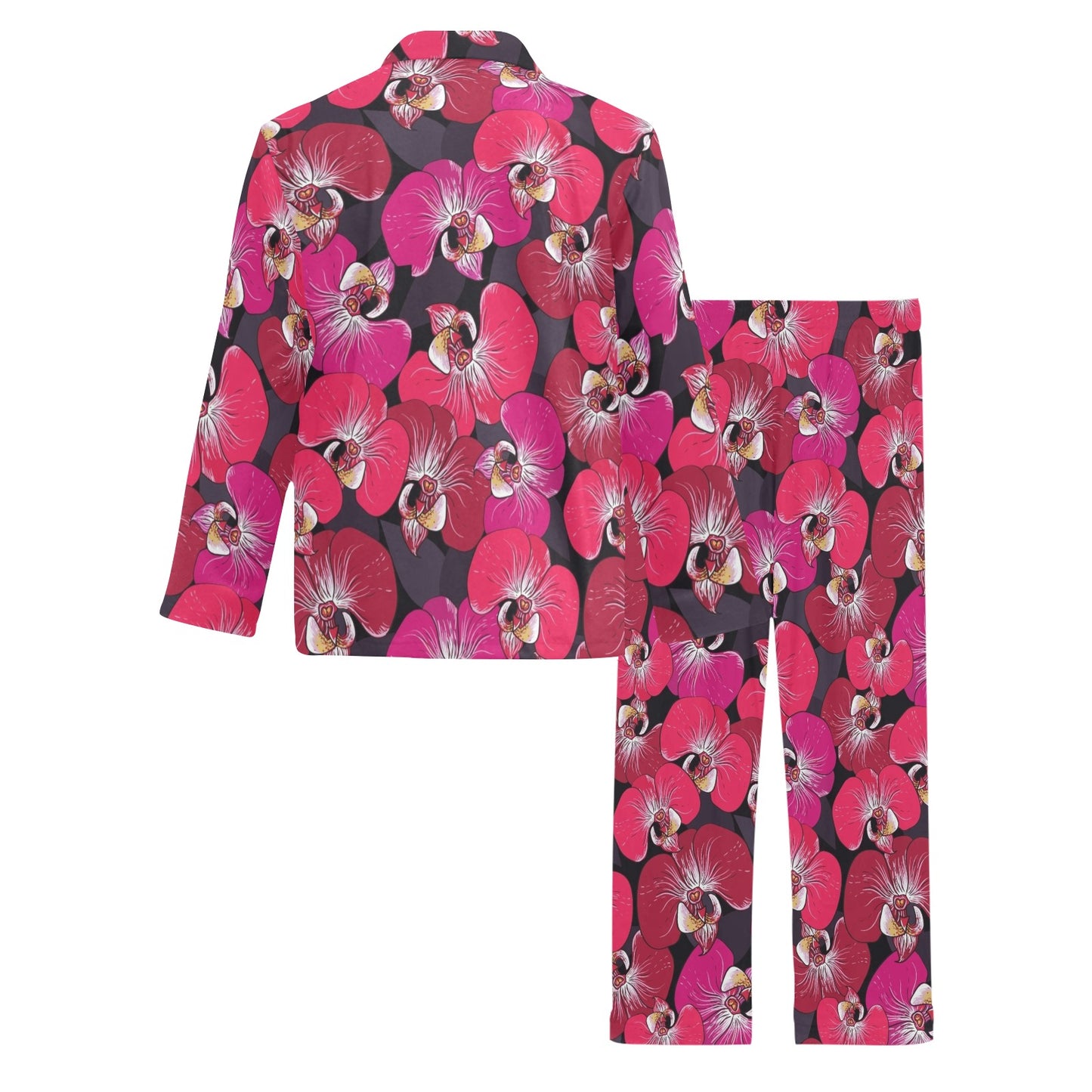 Orchid Red Pattern Print Design OR05 Men's Long Pajama Set