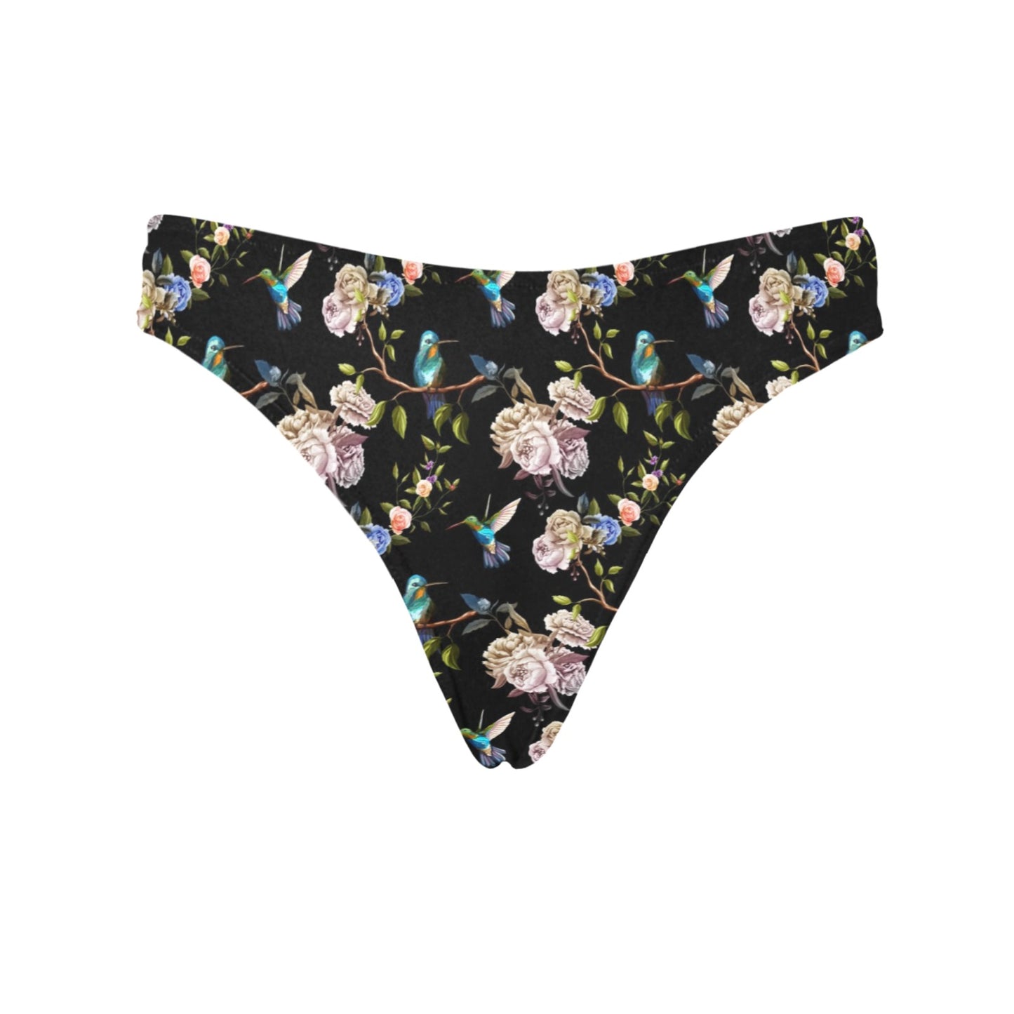 Hummingbird Flower Themed Print Women's Thongs