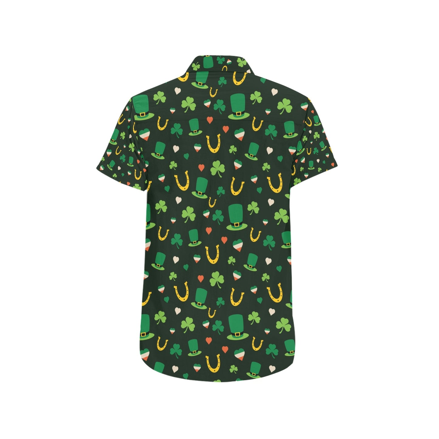 Shamrock Print Design LKS308 Men Short Sleeve Button Up Shirt