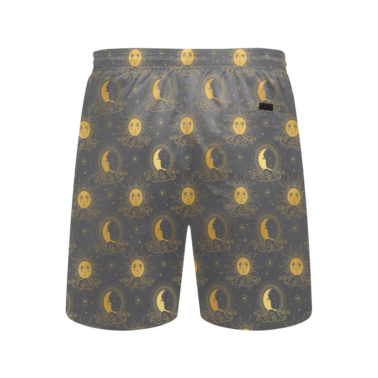 Sun Moon Print Design LKS305 Men's Swim Trunks Beach Shorts