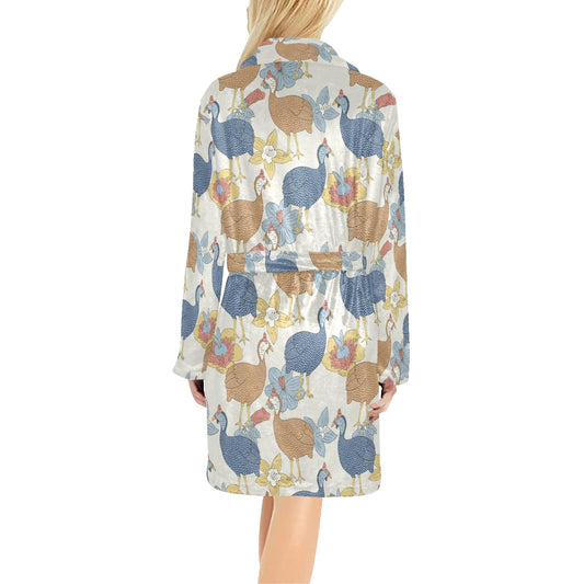 Guinea Fowl Pattern Print Design 01 Women's Fleece Robe
