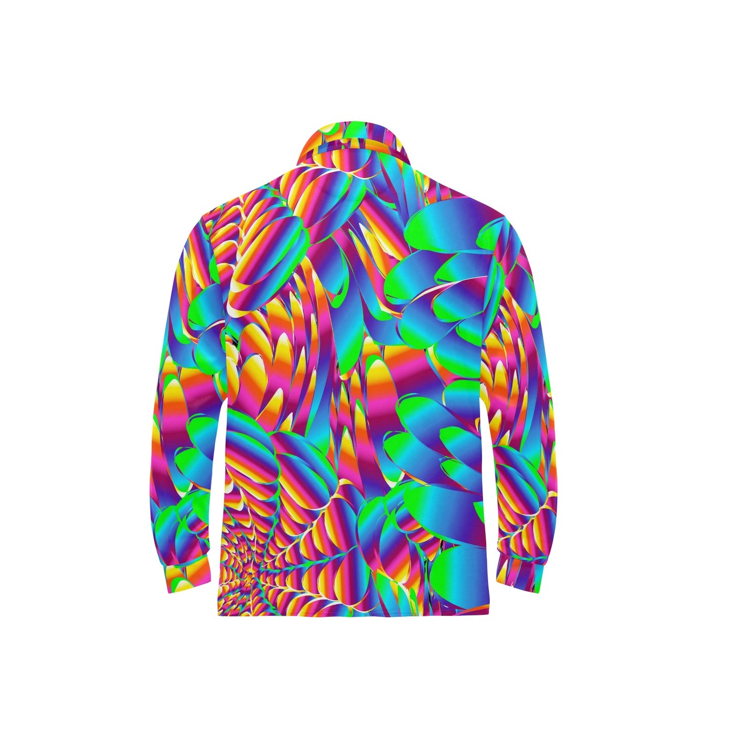 Psychedelic Trippy Pattern Long Sleeve Polo Shirt For Men's