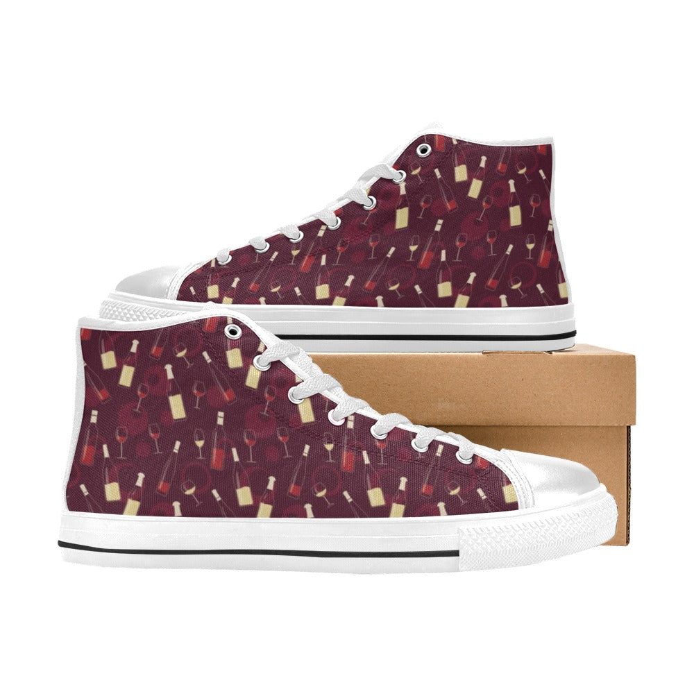 Wine Themed Print Design LKS302 Men's High Top Canvas Shoes