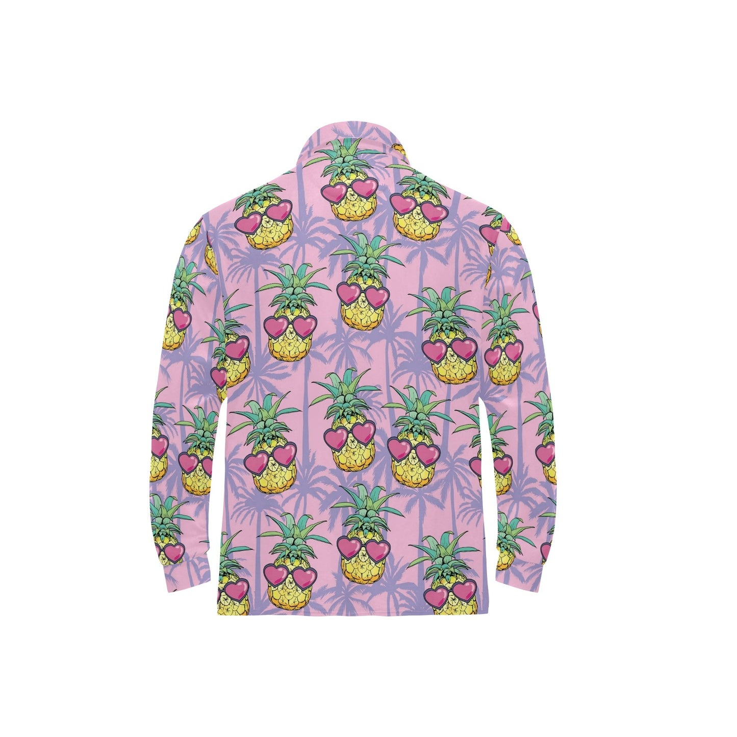 Pineapple Pattern Print Design PP06 Long Sleeve Polo Shirt For Men's