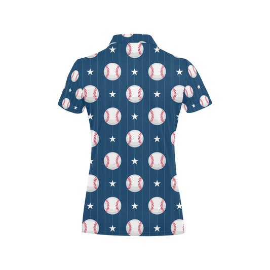 Baseball Star Print Pattern Women's Polo Shirt