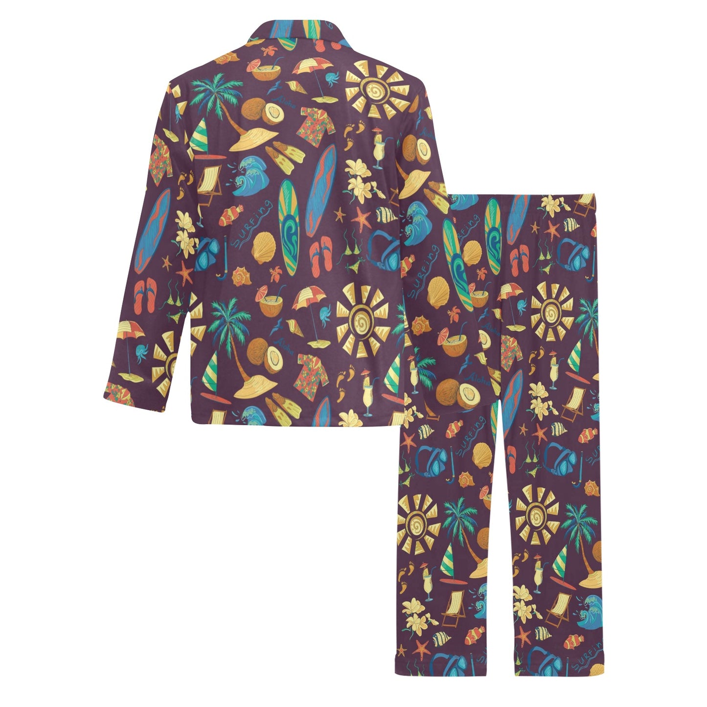 Aloha Hawaii Pattern Print Design 01 Men's Long Pajama Set