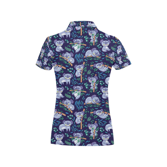 Koala Themed Design Print Women's Polo Shirt