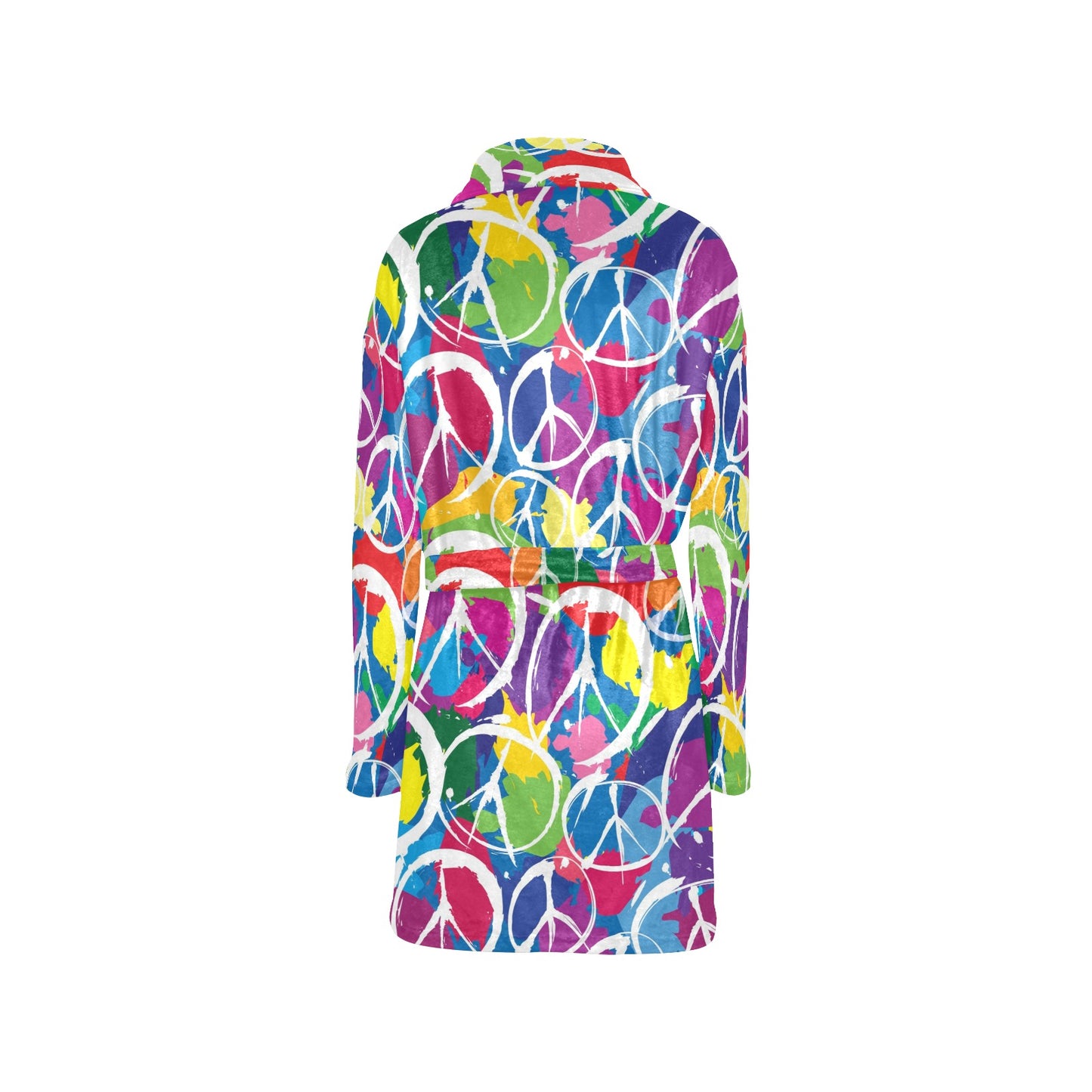 Peace Sign Colorful Pattern Print Design A02 Women's Fleece Robe