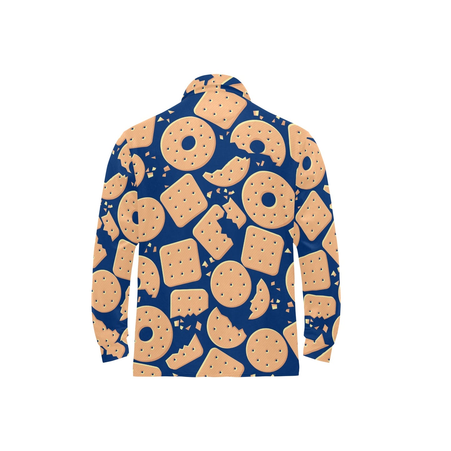 Cracker Pattern Print Design 03 Long Sleeve Polo Shirt For Men's