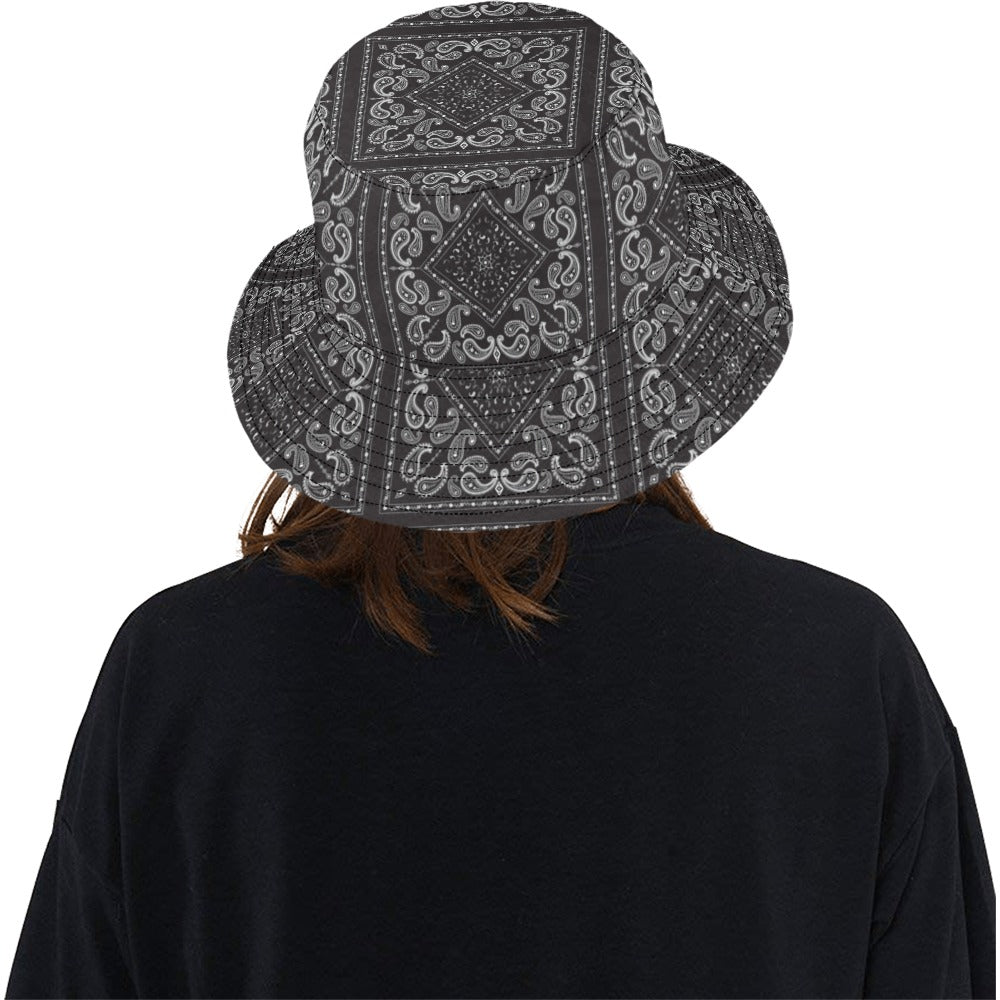 Bandana Black White Print Design LKS302 Unisex Bucket Hat
