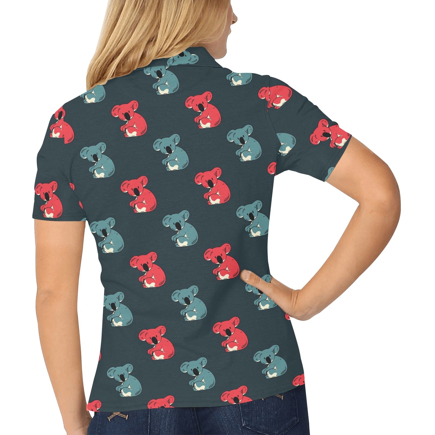 Koala Pattern Print Design 02 Women's Polo Shirt