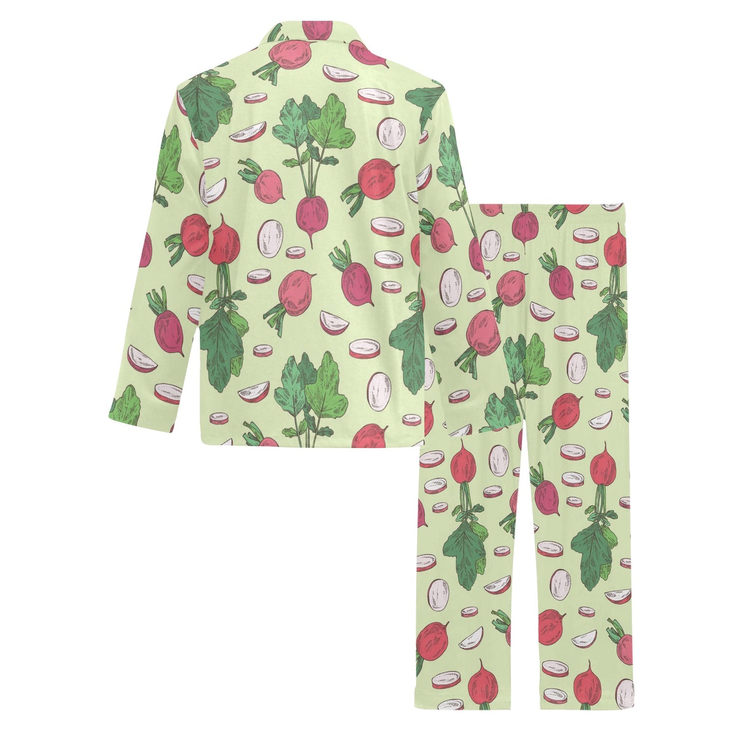 Radish Pattern Print Design A04 Men's Long Pajama Set