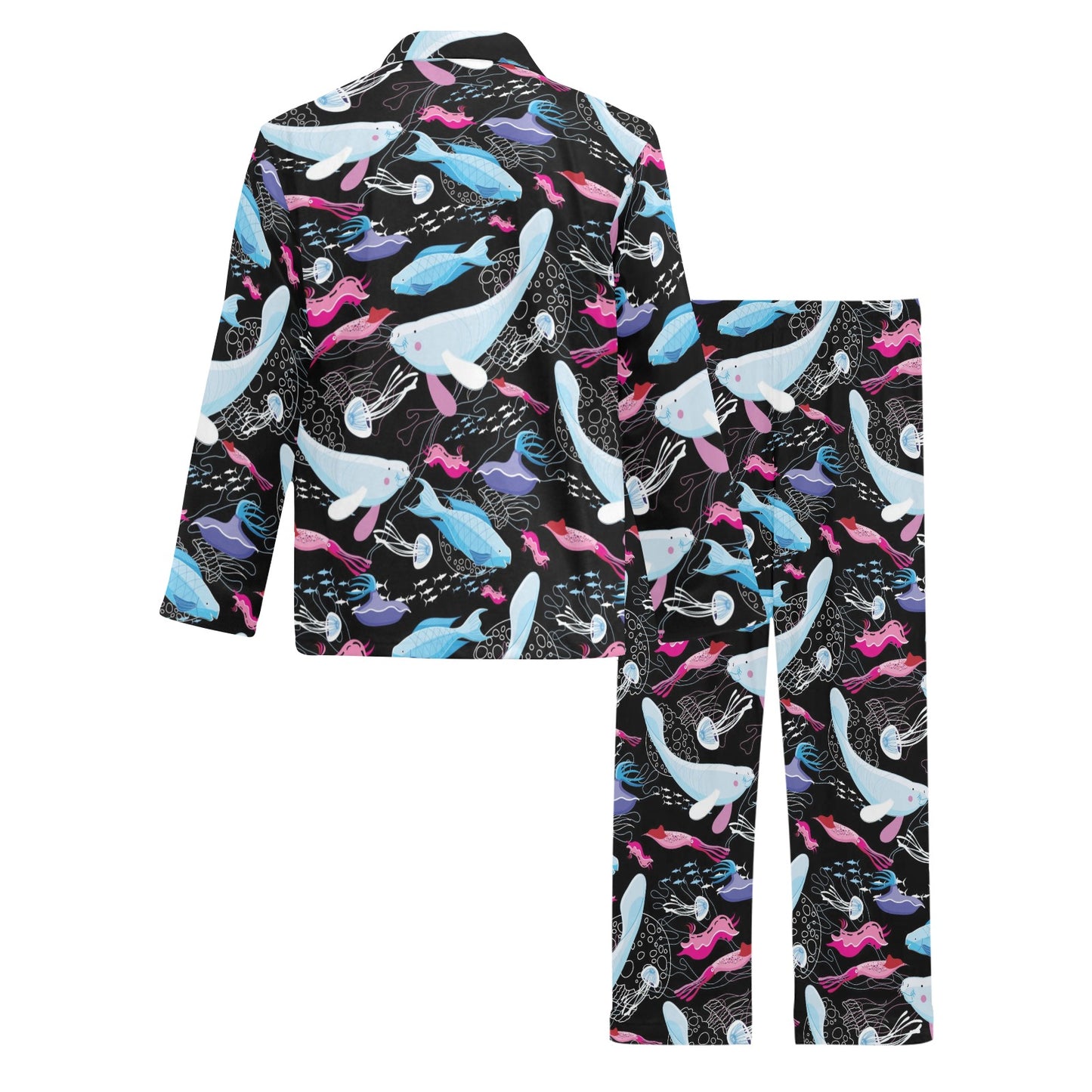 Manatee Pattern Print Design 02 Men's Long Pajama Set