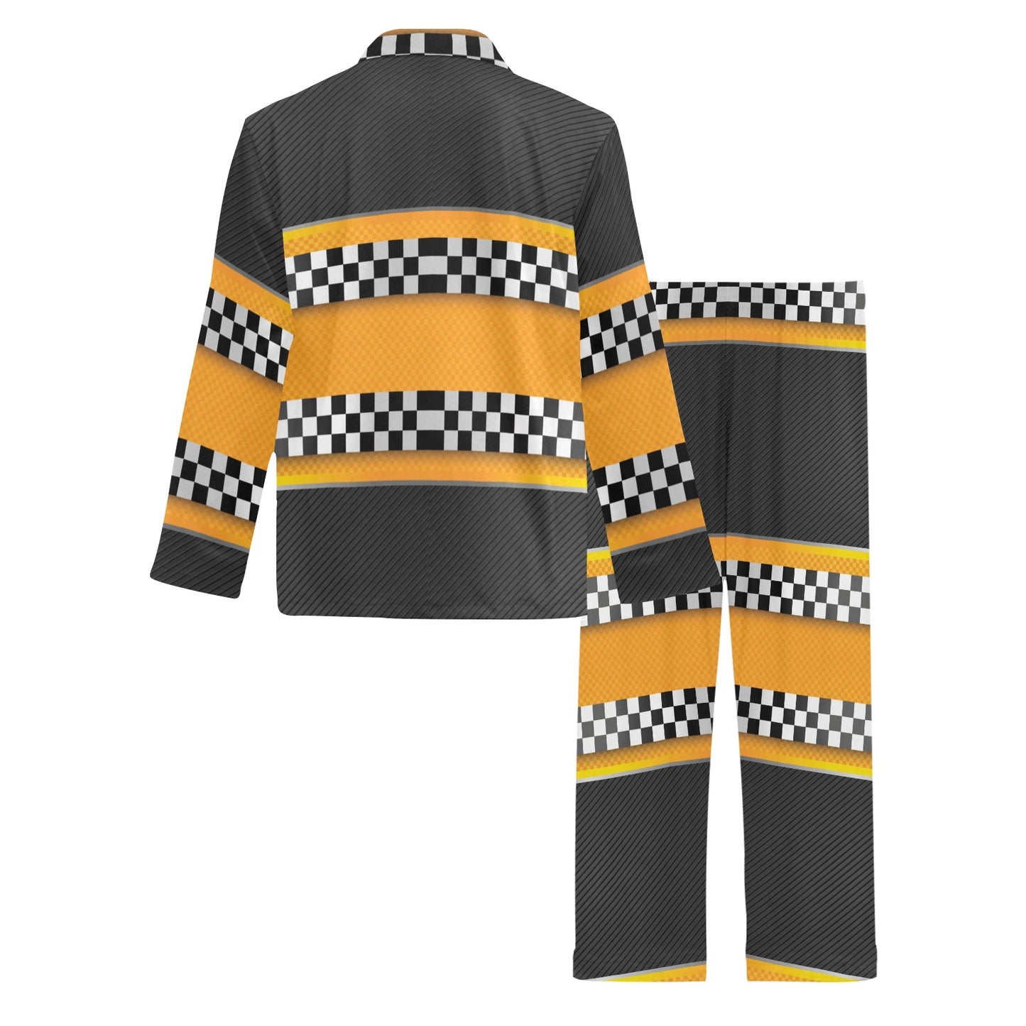 Checkered Pattern Print Design 01 Men's Long Pajama Set