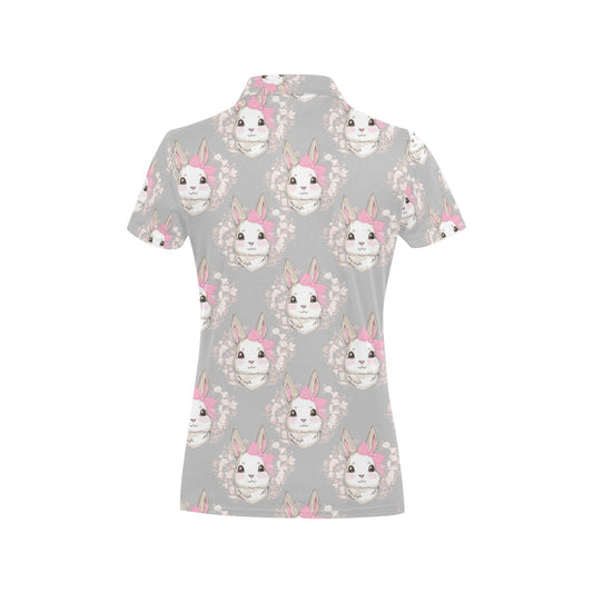 Rabbit Pattern Print Design RB07 Women's Polo Shirt