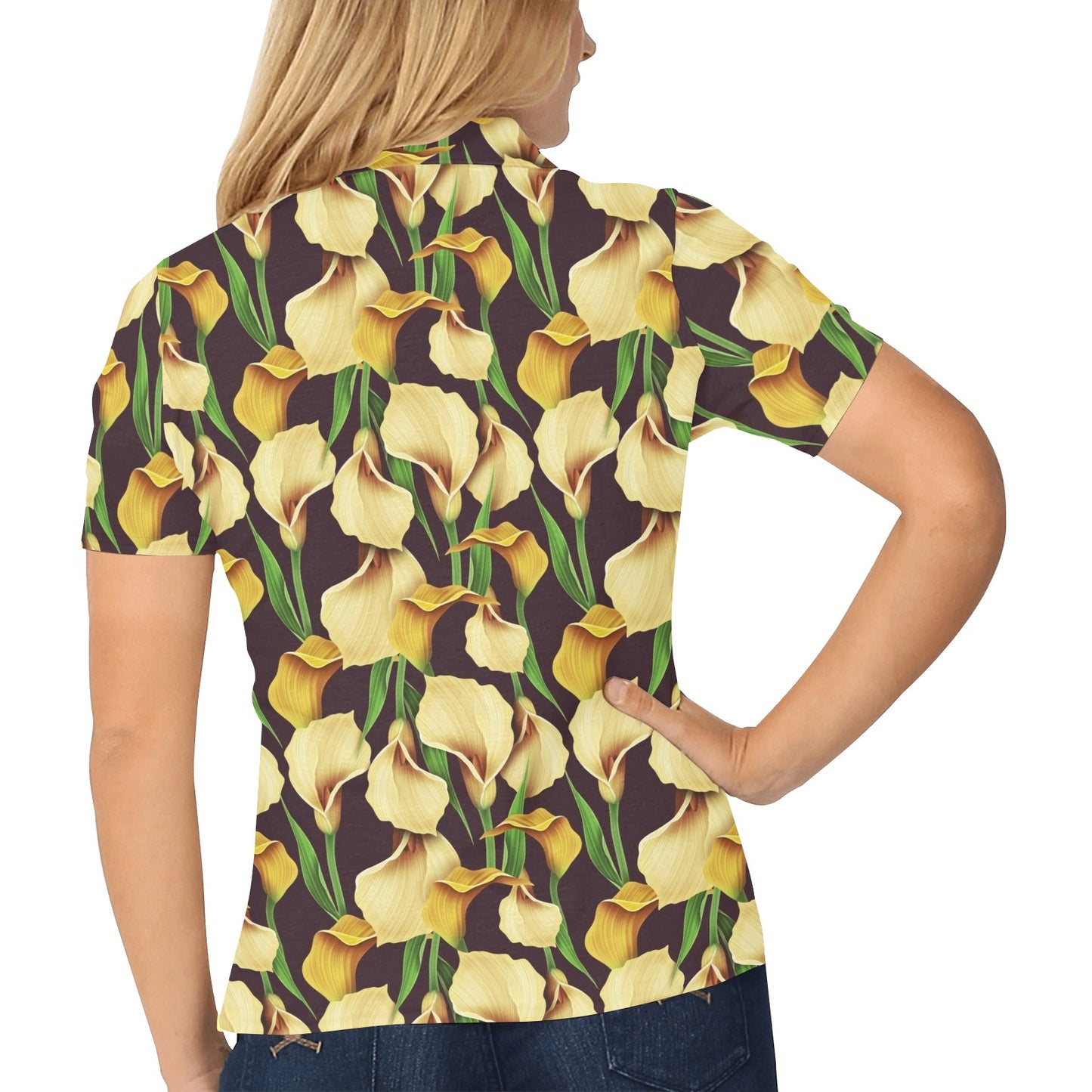Lily Pattern Print Design LY013 Women's Polo Shirt