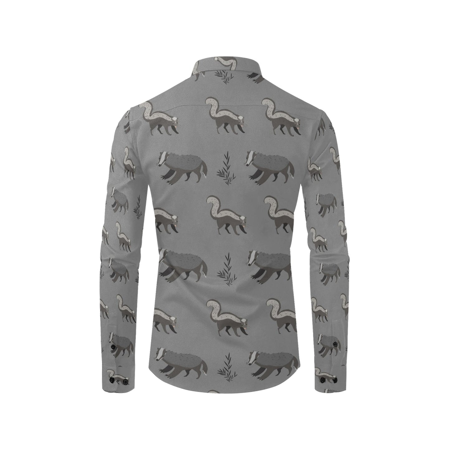 Skunk Print Design LKS301 Men's Long Sleeve Dress Shirt