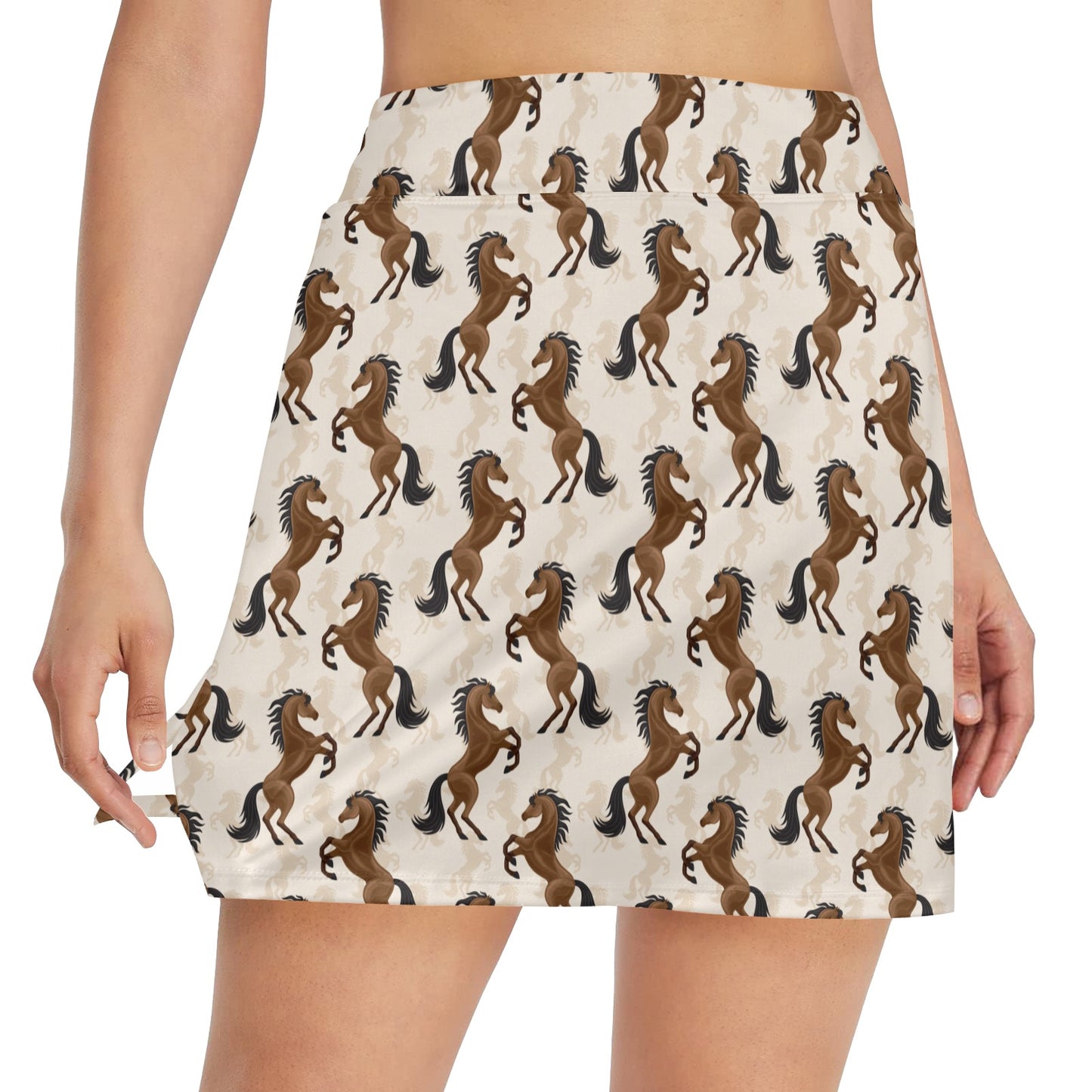 Horse Print Design LKS308 Women's Golf Skirt with Pocket