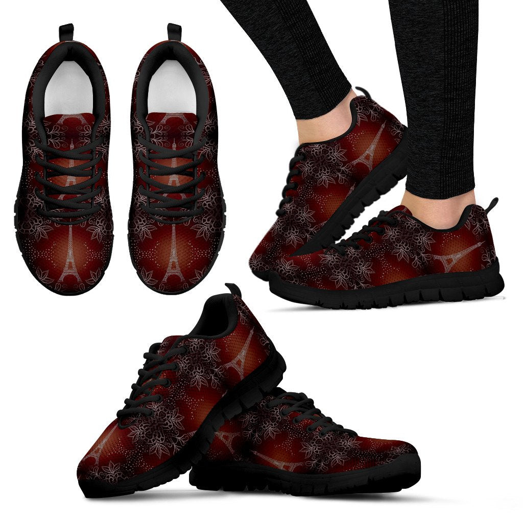 Eiffel Tower Drawing Print Women Sneakers Shoes