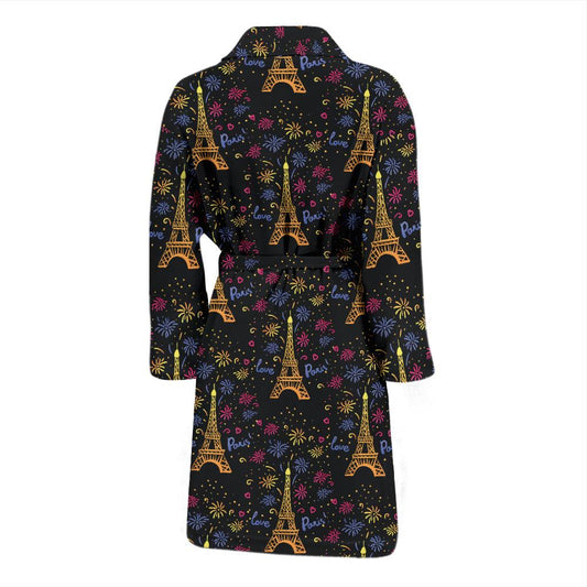 Eiffel Tower Love Paris Print Men Bath Robe-JTAMIGO.COM
