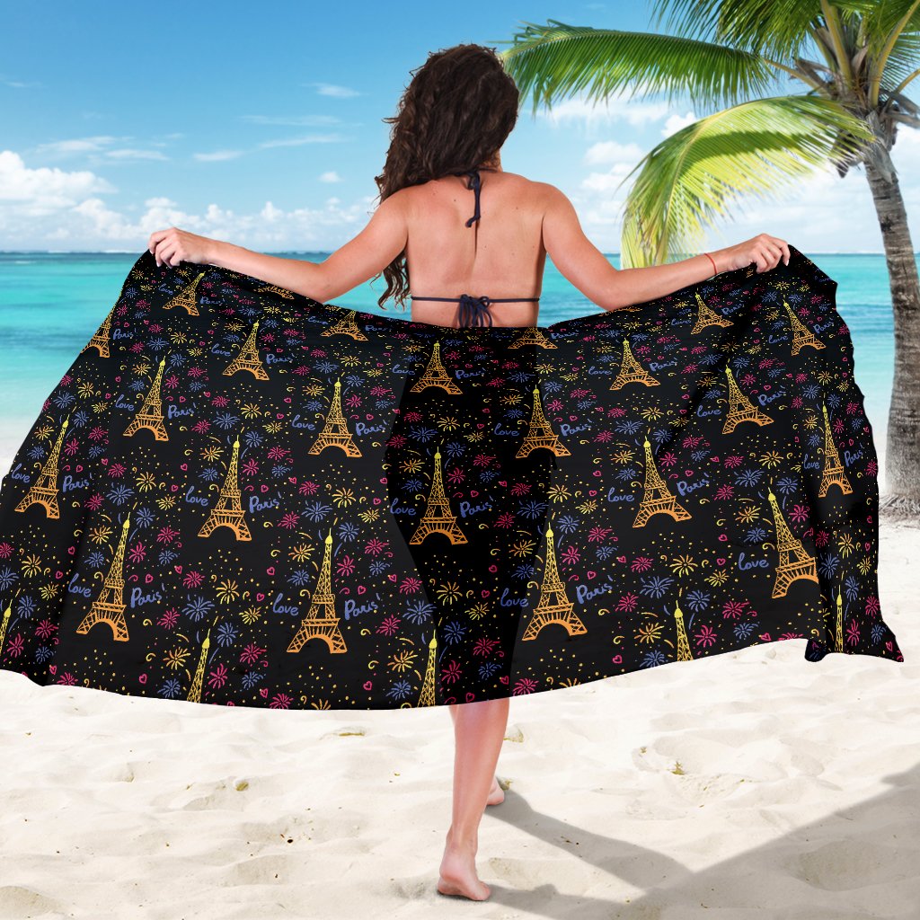 Eiffel Tower Love Paris Print Sarong Pareo Wrap