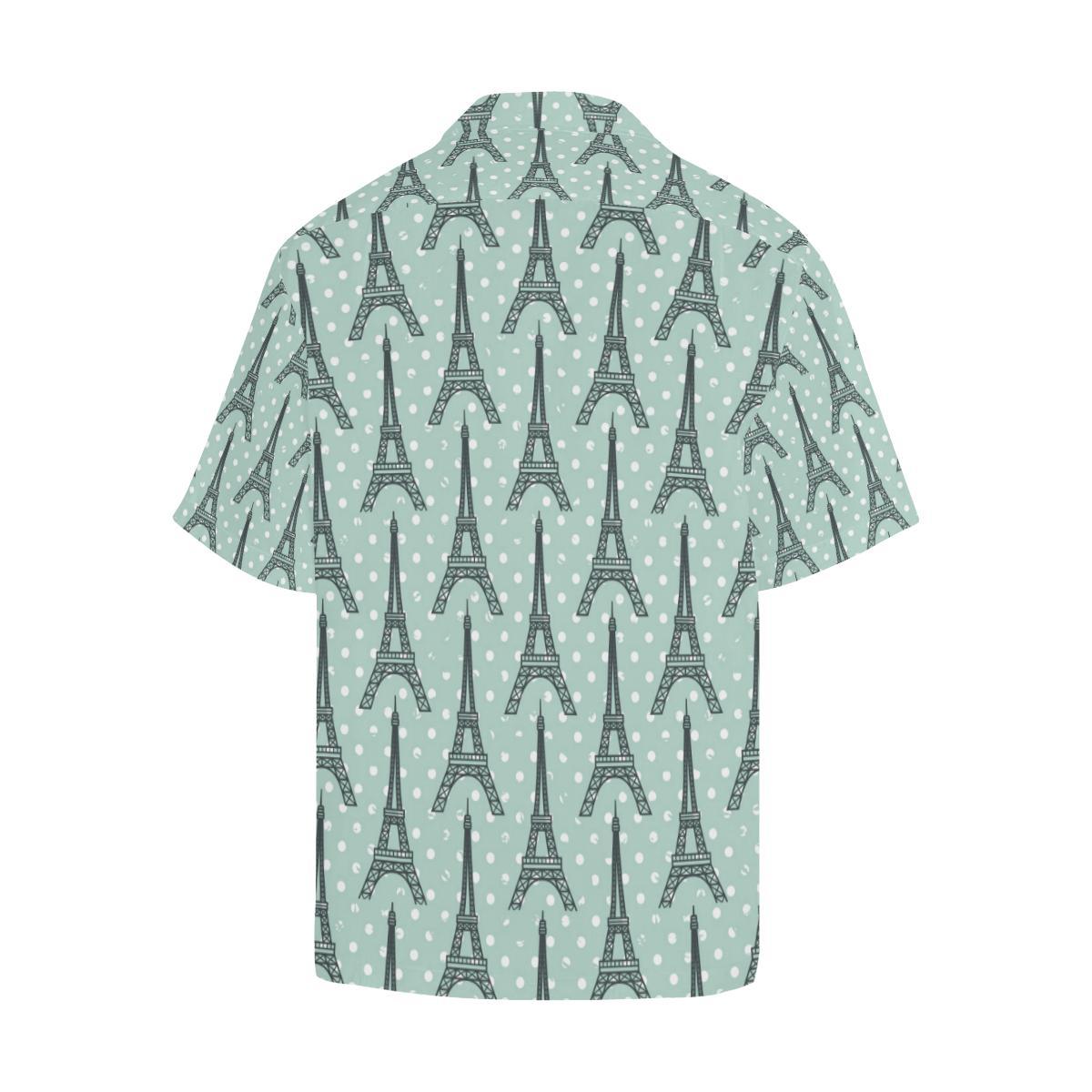 Eiffel Tower Polka Dot Print Men Aloha Hawaiian Shirt