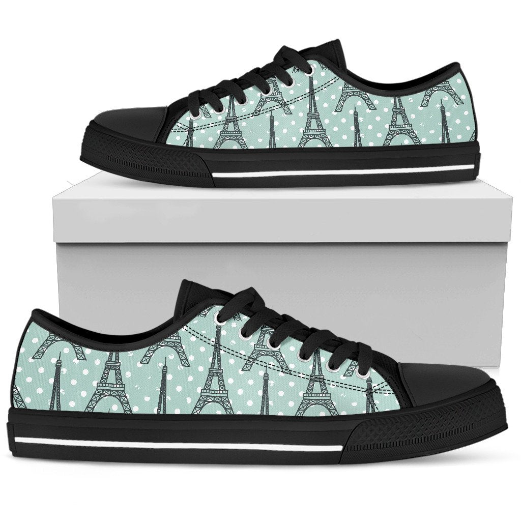 Eiffel Tower Polka Dot Print Women Low Top Shoes