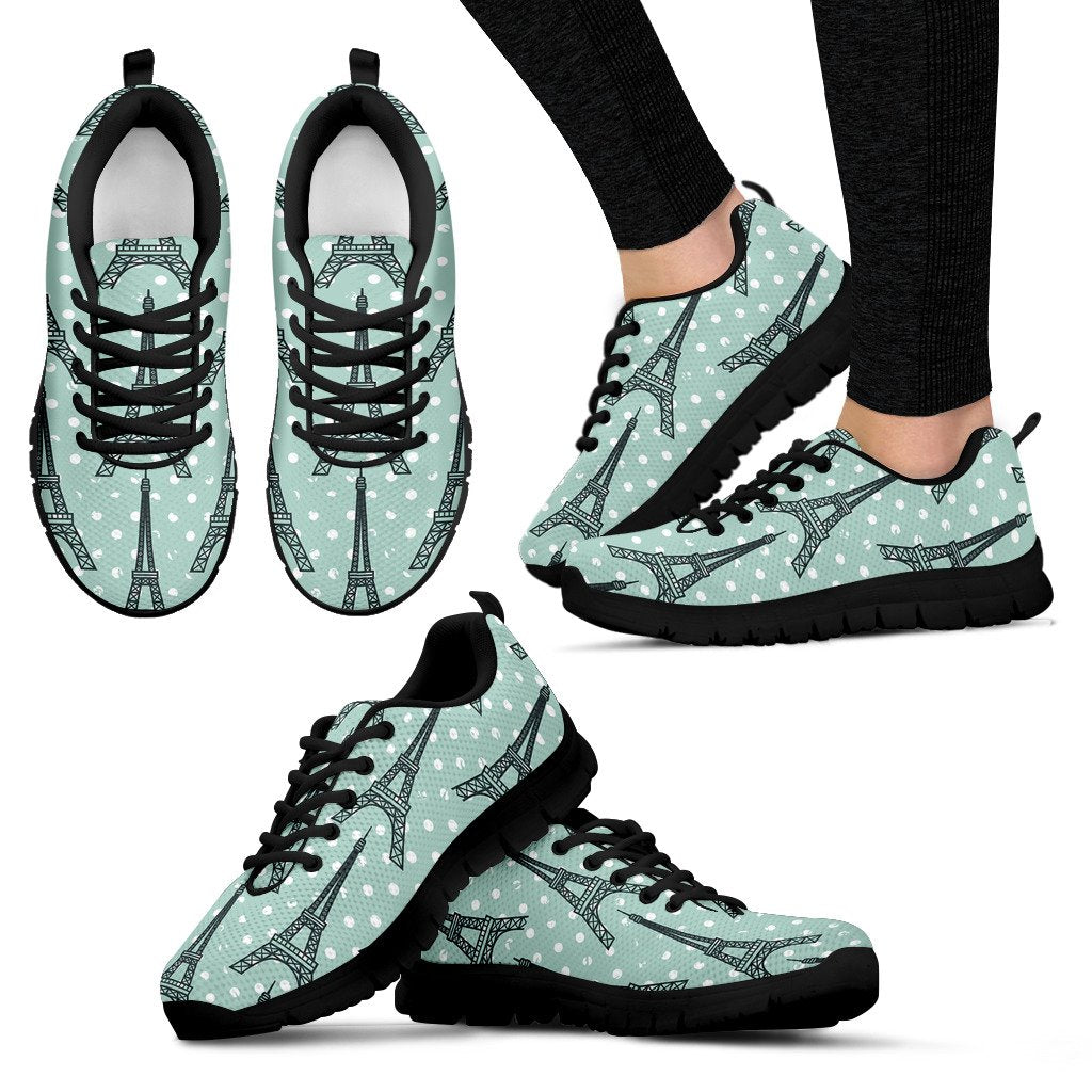 Eiffel Tower Polka Dot Print Women Sneakers Shoes