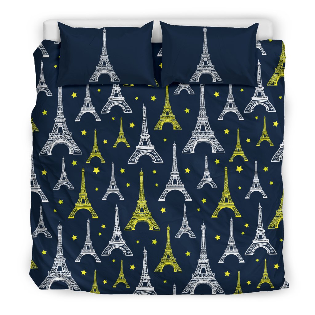 Eiffel Tower Star Print Duvet Cover Bedding Set