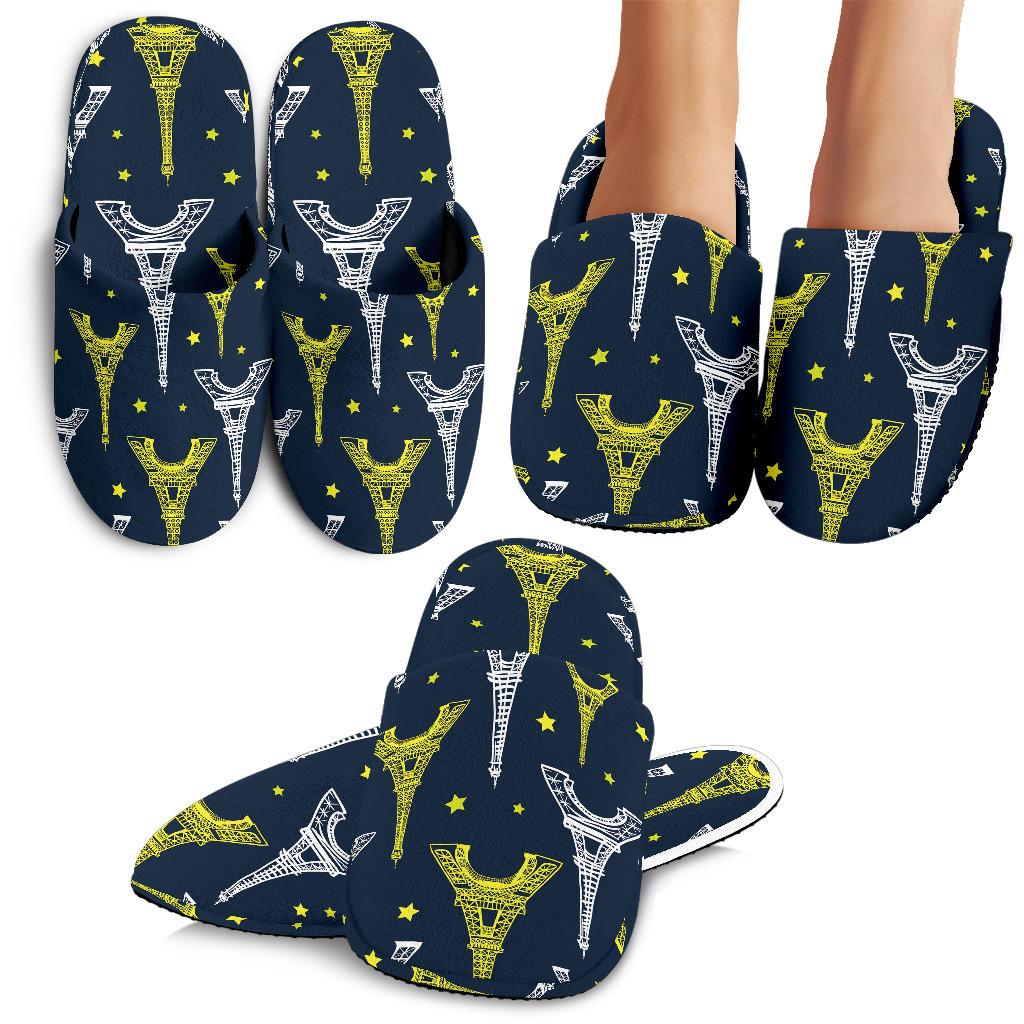 Eiffel Tower Star Print House Slippers