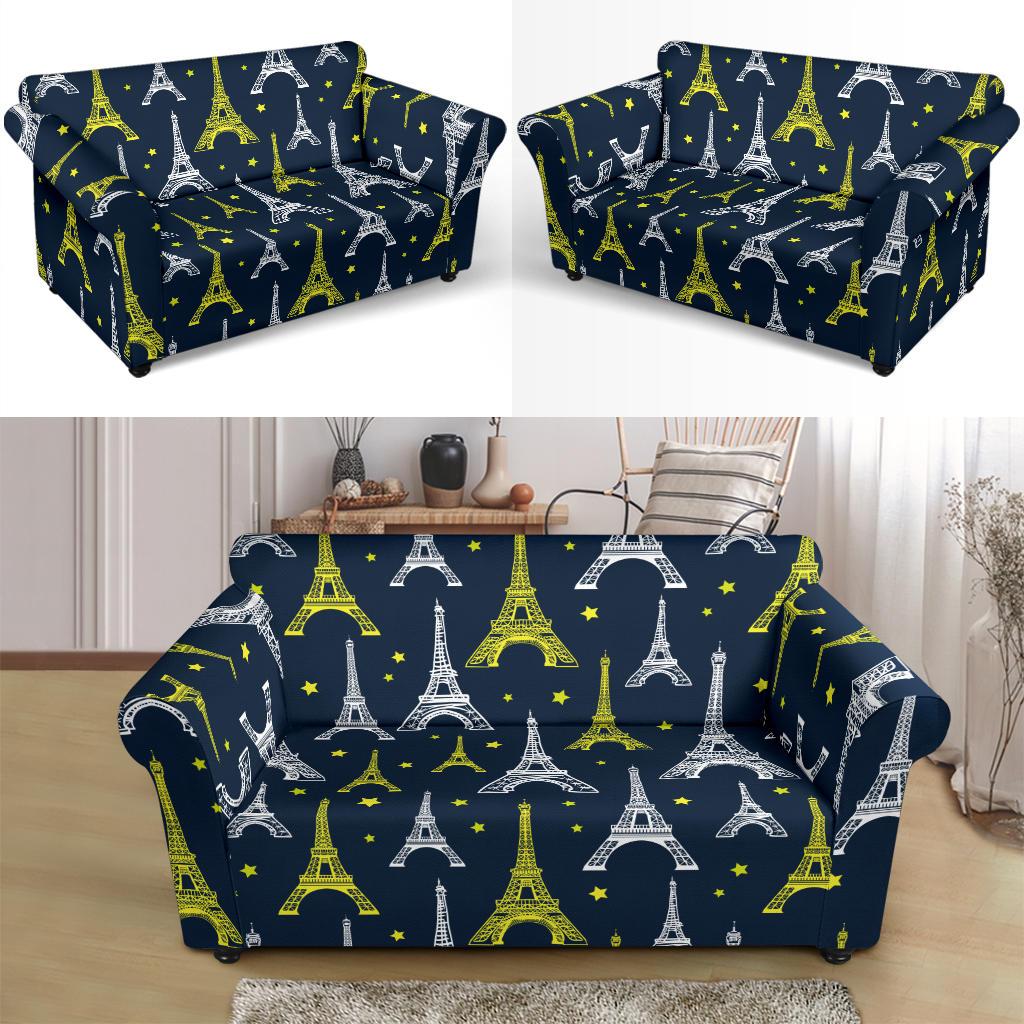 Eiffel Tower Star Print Loveseat Slipcover-JTAMIGO.COM