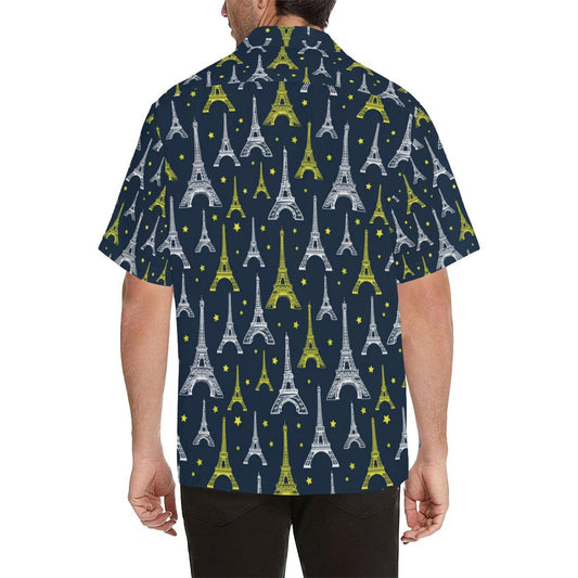 Eiffel Tower Star Print Men Aloha Hawaiian Shirt