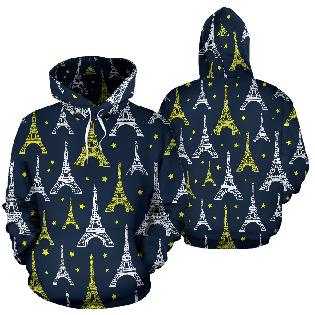 Eiffel Tower Star Print Pullover Hoodie