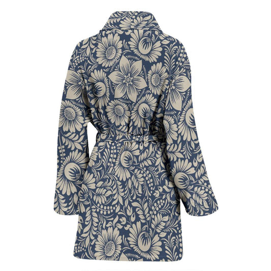 Elegant Floral Print Pattern Women Bath Robe-JTAMIGO.COM