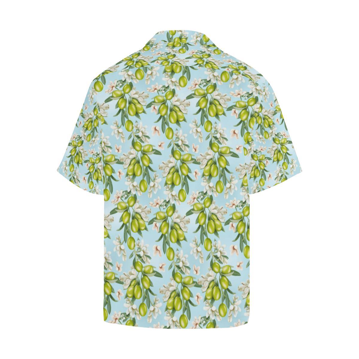 Elegant Olive Floral Print Men Aloha Hawaiian Shirt