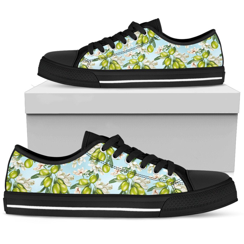 Elegant Olive Floral Print Women Low Top Shoes