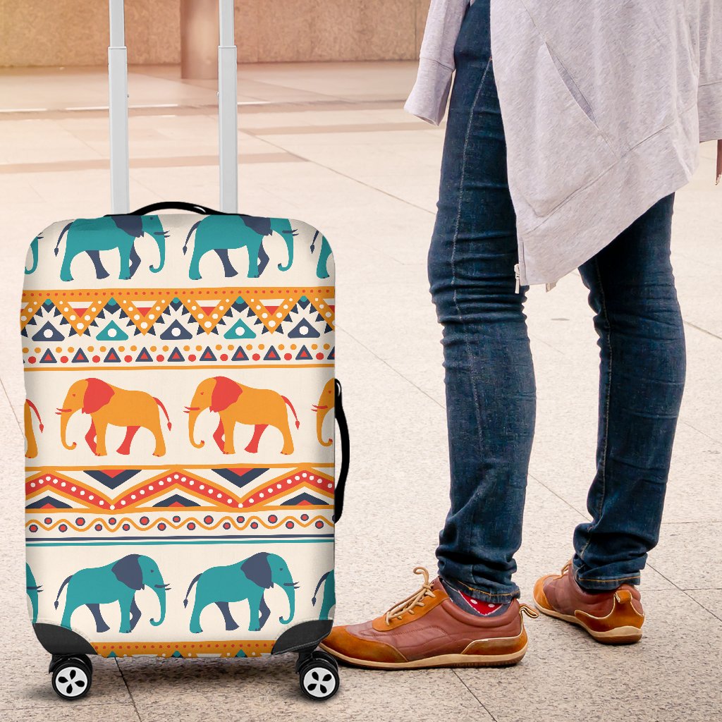 Elephant Aztec Ethnic Print Pattern Luggage Cover Protector