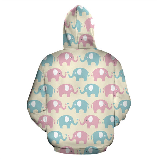 Elephant Baby Pastel Print Pattern Pullover Hoodie